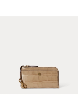 Croc-Embossed Leather L-Zip Card Case
