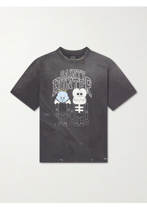 SAINT MXXXXXX - Paint-Splattered Printed Cotton-Jersey T-Shirt - Men - Black - S