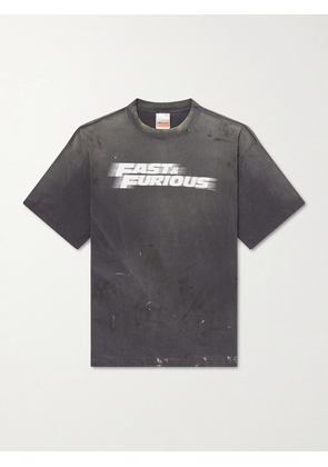 SAINT MXXXXXX - Fast & Furious Paint-Splattered Printed Cotton-Jersey T-Shirt - Men - Black - S