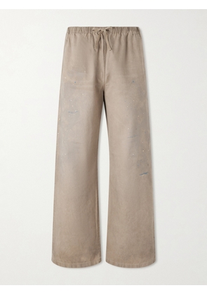 Acne Studios - Wide-Leg Paint-Splattered Cotton-Twill Trousers - Men - Brown - IT 44