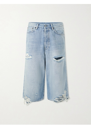 Acne Studios - Wide-Leg Distressed Denim Shorts - Men - Blue - XS
