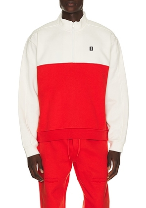 Whitespace Quarter Zip Sweatshirt in Aura Orange - White,Red. Size XL/1X (also in S, M, L, XXL/2X).