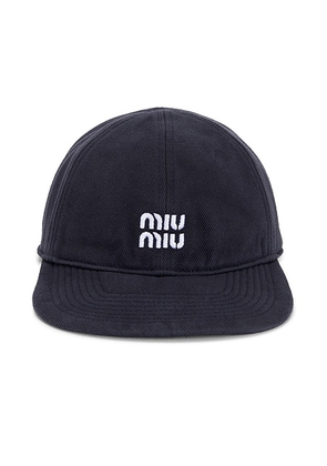 Miu Miu Denim Washed Baseball Cap in Blu & Rosso - Blue. Size L (also in M).