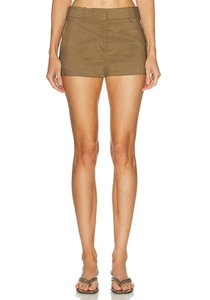 EAVES Ilya Tailored Micro Short in Capers - Olive. Size XL (also in XXS, XS, S, M, L).