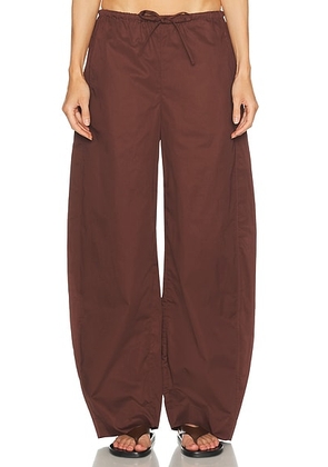EAVES Lana Barrel Leg Pant in Chocolate - Chocolate. Size XL (also in XS, XXS, S, M, L).