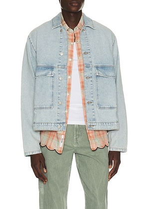 Edmmond Studios Avail Jacket in Plain Bleach - Blue. Size XL/1X (also in S, M, L).