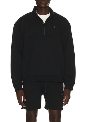 Whitespace Quarter Zip Sweatshirt in Black - Black. Size L (also in S, M, XL/1X, XXL/2X).