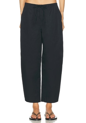 EAVES Lana Cropped Barrel Leg Pant in Black - Black. Size M (also in XS, XXS, S, L, XL).