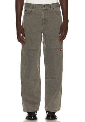 Dickies Loose Straight Double Knee Jean in Grey Wash Tinted - Grey. Size 38x32 (also in 28x32, 30x32, 32x32, 34x32, 36x32).