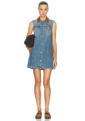 VERSACE Denim Mini Dress in Medium Blue - Blue. Size 42 (also in 36, 38, 40).