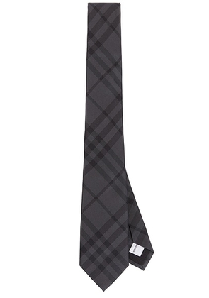 Burberry Manston Tie in Coal Grey Check - Black. Size all.