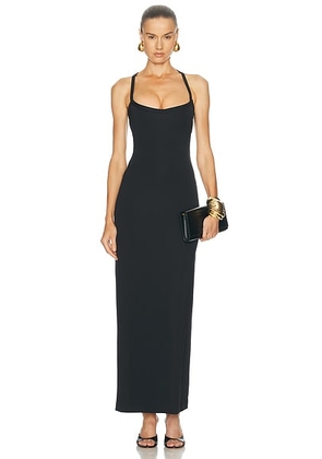 VERSACE Cross Back Gown in Black & Banana - Black. Size 40 (also in 38, 42).