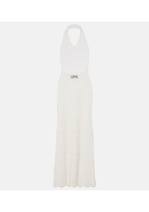 Nili Lotan Eddie crochet halterneck cotton maxi dress