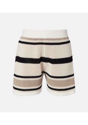 Brunello Cucinelli Open-knit striped cotton shorts