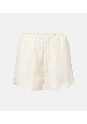 Toteme Embroidered silk satin pajama shorts