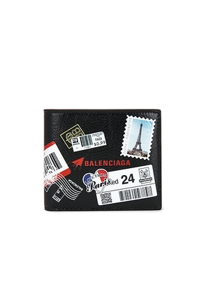Balenciaga Cash Square Folded Wallet in Black & Multicolor - Black. Size all.