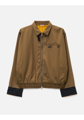 Brown Chore Jacket With Stand Collar