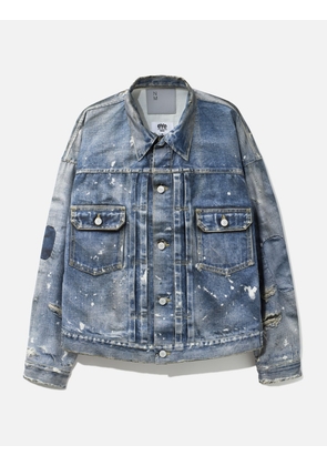 Junya Watanabe MAN X New Manual Cotton Nylon Twill Transfer Printed Trucker Jacket