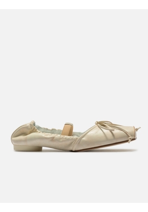 Square-Toe Leather Ballerina Shoes