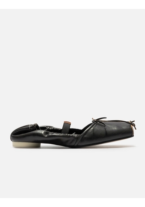 Square-Toe Leather Ballerina Shoes