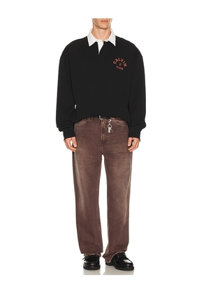 Calvin Klein Compact Rugby Long Sleeve Polo in Black. Size M. Also in S, L, XL/1X.