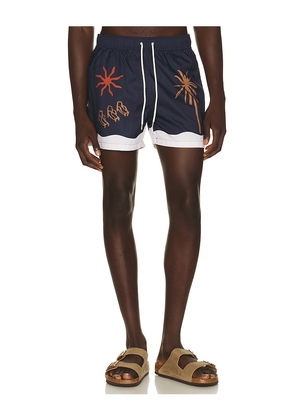 Edmmond Studios Resort Swim Shorts in Blue. Size S. Also in M, L, XL/1X.