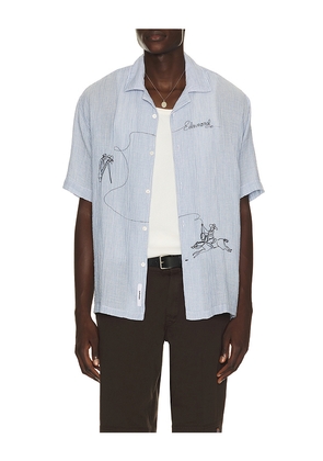Edmmond Studios Western Shirt in Blue. Size S. Also in M, L, XL/1X.
