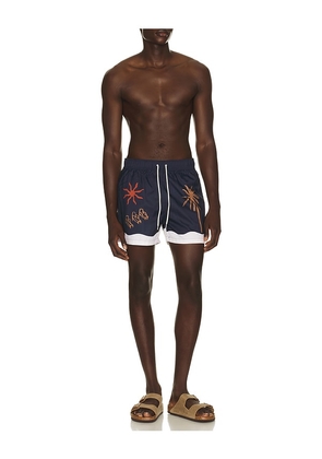 Edmmond Studios Resort Swim Shorts in Blue. Size S. Also in L, M, XL/1X.