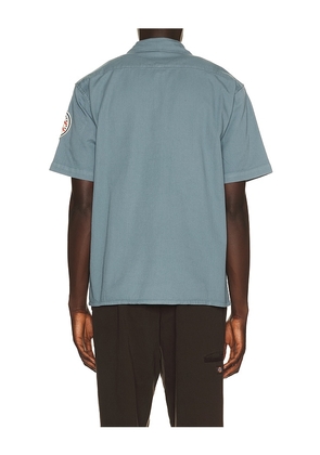By Parra Gas Station Short Sleeve Shirt in Slate. Size S. Also in M, XXL/2X.