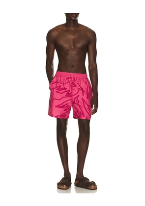 By Parra Birds Fly Free Swim Shorts in Fuchsia. Size S. Also in L, M, XL/1X, XXL/2X.
