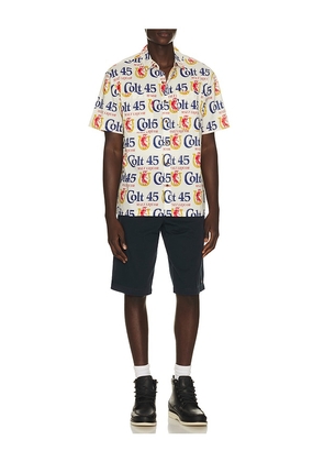 Brixton x Colt 45 Short Sleeve Shirt in White. Size S. Also in L, M, XL/1X.