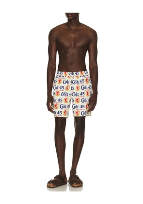 Brixton x Colt 45 7 Everyday Stretch Hybrid Short in White. Size S. Also in L, M, XL/1X.