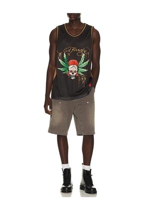 Ed Hardy By Appointment Only Weed Skull Jersey in Black. Size S. Also in M, L, XL/1X.