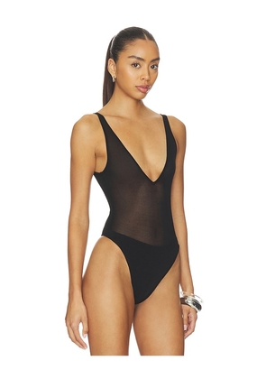EAVES Kiaralee Knit Bodysuit in Black. Size XS. Also in L, M, S, XL.