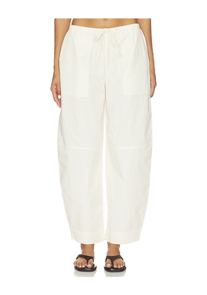 EAVES Lana Cropped Barrel Leg Pant in Ivory. Size XS. Also in S, M, L, XL.