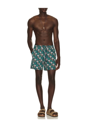 Fair Harbor Bungalow Swim Trunk in Teal. Size S. Also in M, L, XL/1X.