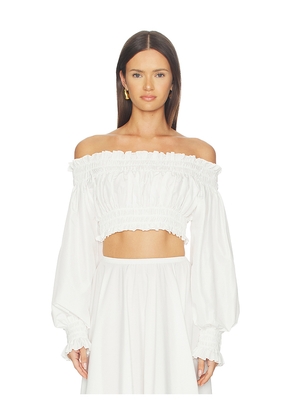 Norma Kamali Long Sleeve Peasant Cropped Top in White. Size XS. Also in XXS, S, M, L, XL.