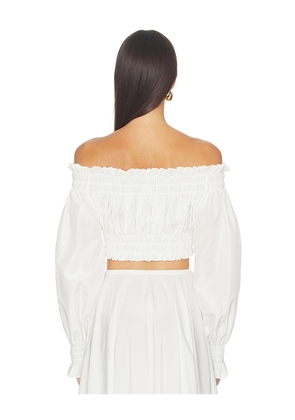 Norma Kamali Long Sleeve Peasant Cropped Top in White. Size XS. Also in S, M, L.