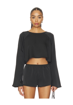 LIONESS Gloss Long Sleeve Top in Black. Size S. Also in XXS, XS, M, L.