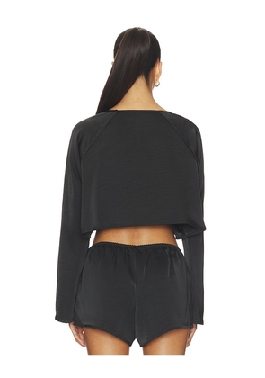 LIONESS Gloss Long Sleeve Top in Black. Size S. Also in XS.