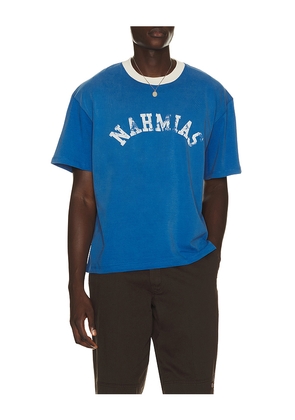 Nahmias Arch Ringer T-Shirt in Royal. Size S. Also in M, L, XL/1X, XXL/2X.