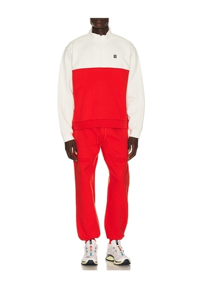 Whitespace Quarter Zip Sweatshirt in White,Red. Size S. Also in M, L, XL/1X, XXL/2X.