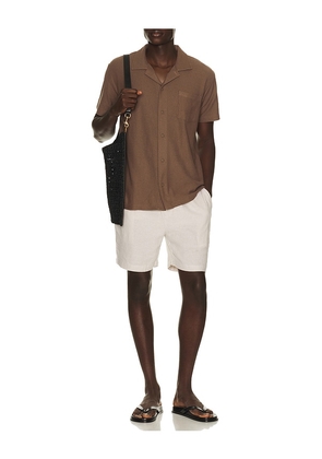Vintage Summer Beach Pique Camp Shirt in Brown. Size S. Also in M.