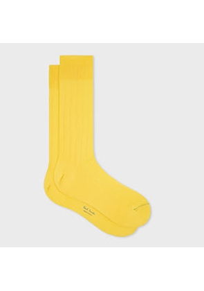 Paul Smith Yellow Ribbed Cotton-Blend Socks