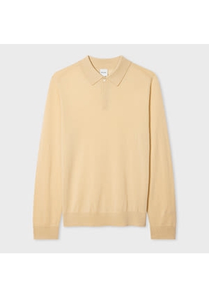 Paul Smith Beige Washable Merino Wool Polo Shirt Brown