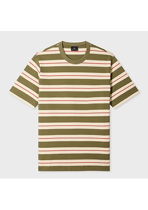 PS Paul Smith Khaki Stripe Cotton T-Shirt Green