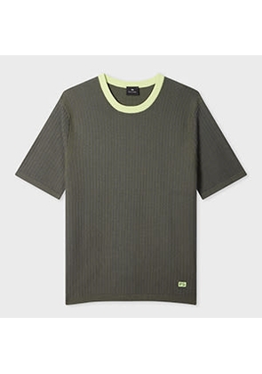 PS Paul Smith Khaki Textured Cotton Knitted T-Shirt Green