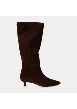 Francesca Sheep-Suede Tall Boot Heel
