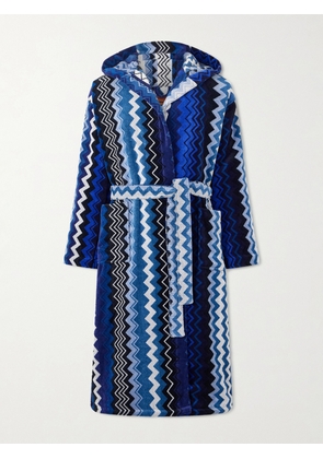 Missoni Home - Giacomo Striped Cotton-Terry Hooded Robe - Men - Blue - M