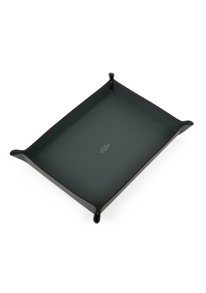 Smythson Large Rectangular Trinket Tray In Panama In Slate Green